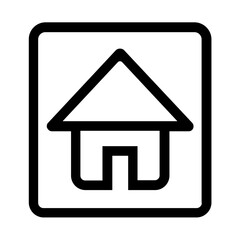 Simple black home icon – minimalist house symbol for website navigation, real estate, apps, or homepage button. Flat vector design on white or transparent background.