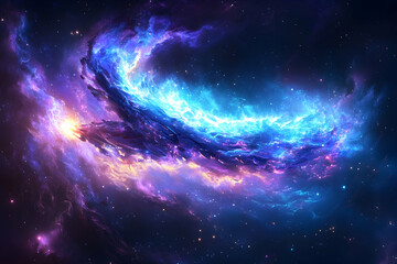 Fototapeta premium Colorful nebula in deep space, vibrant cosmic clouds, interstellar dust, celestial artistry, background use