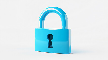 3D blue padlock  secure minimalist lock design for privacy & protection
