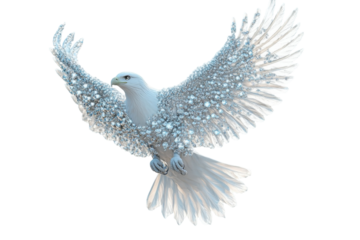 A Majestic Diamond-encrusted Eagle In Flight, Soaring With Grace And Power Against A Pure Isolated on Transparent Background, Symbolizing Freedom And Elegance