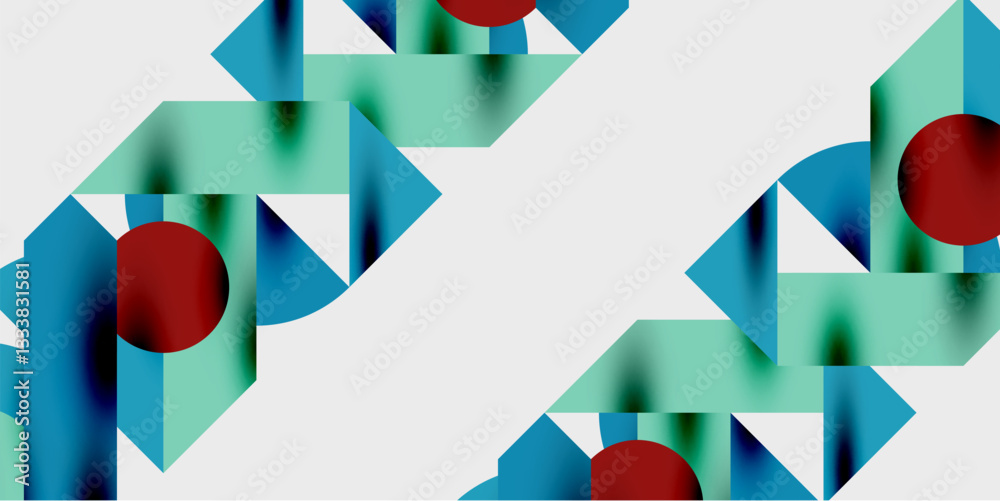 Aufkleber Modern abstract background featuring circles, lines, and triangles in a dynamic geometric composition. Perfect for stylish, tech, or creative-themed designs