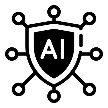 AI Security Shield: A modern graphic illustrating the concept of AI security and data protection, featuring a shield emblem with "AI" in the center, surrounded by connected nodes.