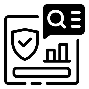 Digital Security: Depicting a comprehensive digital security illustration with shield, checkmark, and search analysis.