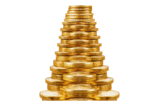 Gold coins Isolated on transparent background