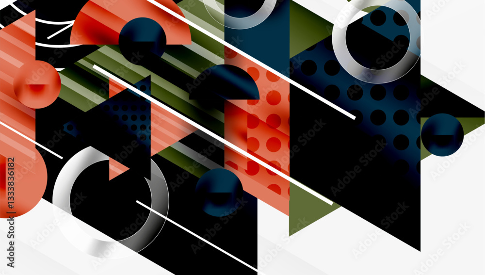 Aufkleber Sleek abstract background - layered triangles with vibrant gradient tones. Semi-transparent shapes add depth and contemporary aesthetic
