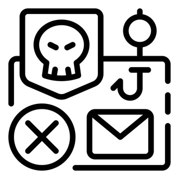 Cybersecurity Threat: An illustrative depiction of a digital threat, combining symbols of danger, interception, and compromised communication, warning against online risks. Phishing icon