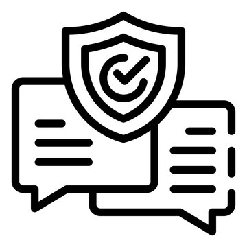 Secure Communication Icon: Depicting a shield protecting chat bubbles, this icon embodies secure and protected communication, perfect for conveying safety and trust.