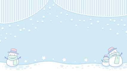 Cute cartoon photo frame with a snowman, winter and snow theme.