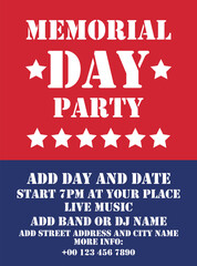 Memorial day party flyer  poster social media post design