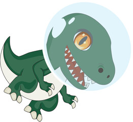Cute floating astronaut dinosaur vector dino mascot