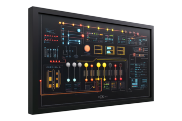 Visual network control Isolated on transparent background