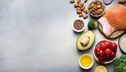 healthy keto diet food ingredients flatlay