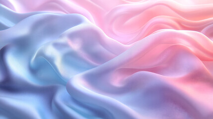 Obraz premium Serene Silk Waves: An abstract and captivating image of flowing silk fabric, blending soft pastel hues of pink, blue and violet to create a sense of peace and elegance. 