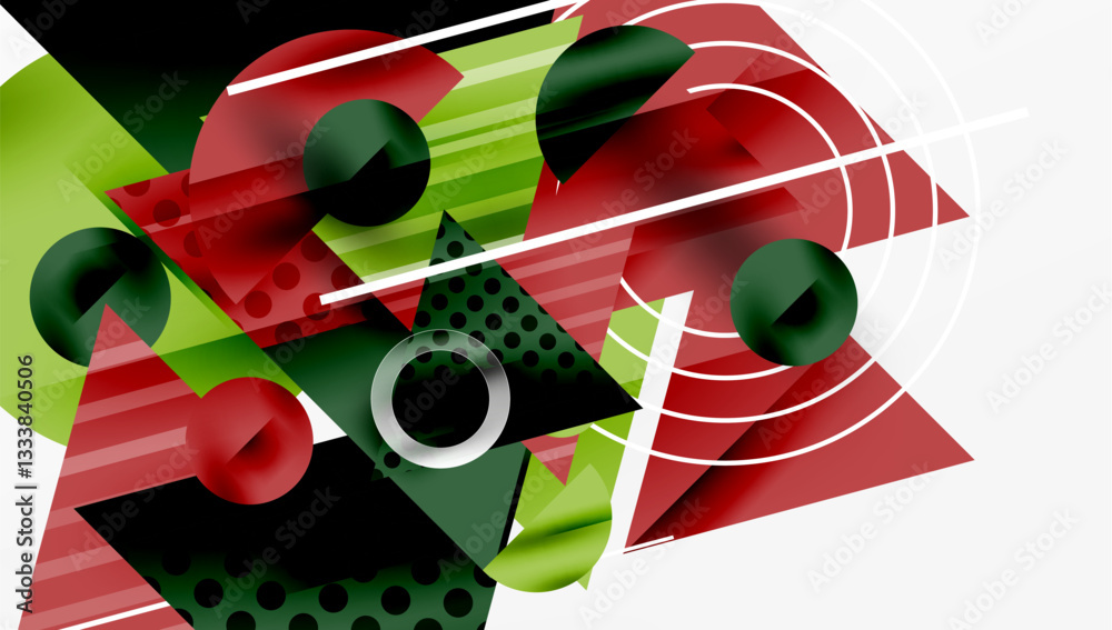 Poster Modern geometric background - overlapping triangles with smooth gradients and semi-transparency