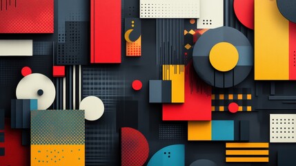 A vibrant tapestry of geometric patterns, crafted with vector precision, forms a captivating backdrop for a modern abstract cover design, exuding an aura of minimalist sophistication.