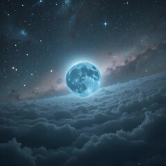 Fototapeta premium The mysterious full moon that dominated the clouds