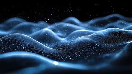 A dynamic, ethereal backdrop of abstract technology, where intricate lines and shimmering particles mesh and intertwine to form a mesmerizing visual symphony.