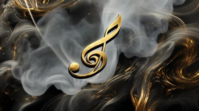 Golden Treble Clef on Smoky Marble