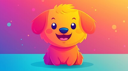 Obraz premium Cute Dog Illustration, Vibrant Colors