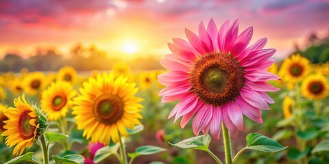 Obraz premium Pink Sunflowers - Summer Floral