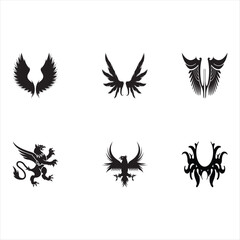 set of black silhouettes of spider