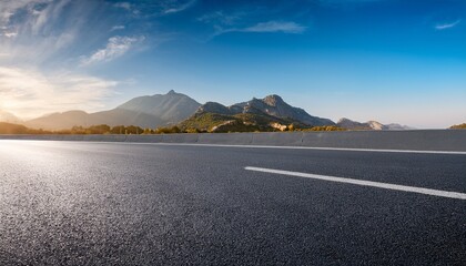 panorama empty asphalt road and tarmac floor with moutain on back
