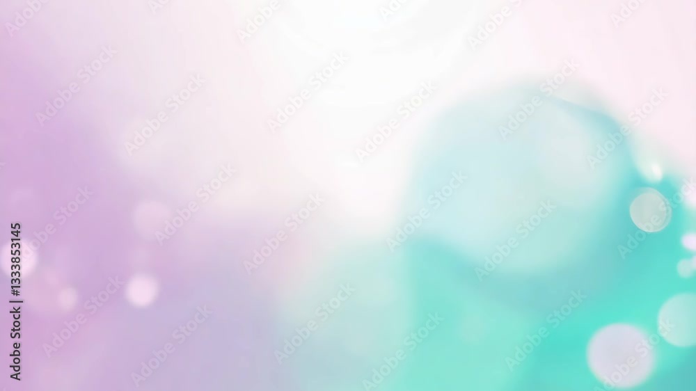 Poster a light blue and purple background with a white background. there are many small circles in the back