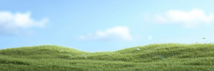 Serene Green Hills Under a Summer Sky: A Pastoral Landscape