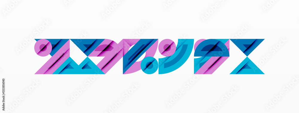 Poster Abstract geometric background with shapes, featuring circular and rounded elements. Bold contrast, smooth gradients, dynamic composition, futuristic style