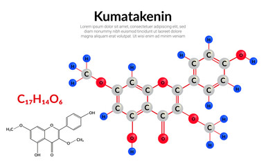 Kumatakenin plant flavonol, molecular structure formula, ball-and-stick model, suitable for education or chemistry science content. Vector illustration