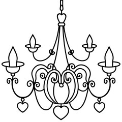 Chandelier with heart decorations outline