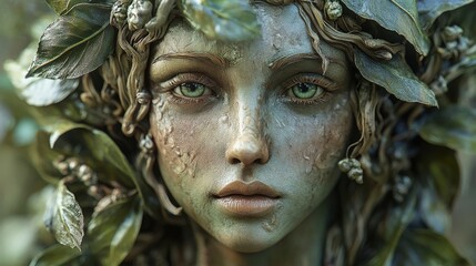 A close up portrait of an expressive nature woman