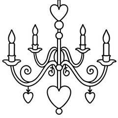 Chandelier with heart decorations outline
