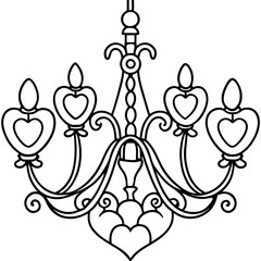 Chandelier with heart decorations outline