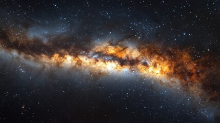 Fototapeta premium A canvas of inky blackness, studded with countless diamonds, the Milky Way galaxy stretched across the vast expanse of the night sky, painting a breathtaking spectacle of celestial beauty.