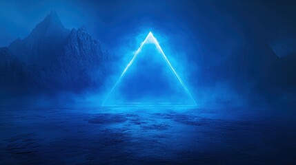 A triangle of vibrant blue, pulsating with a gentle inner light, against a backdrop of deep indigo.