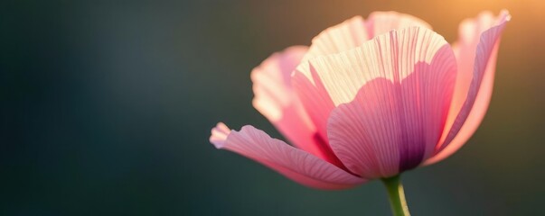 Fototapeta premium Delicate opium poppy petals unfolding in soft light, pastel colors, petals