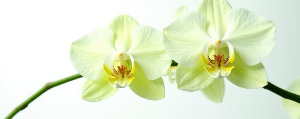 Obraz premium Delicate orchid stem isolated on white background, greenery, flower, isolation
