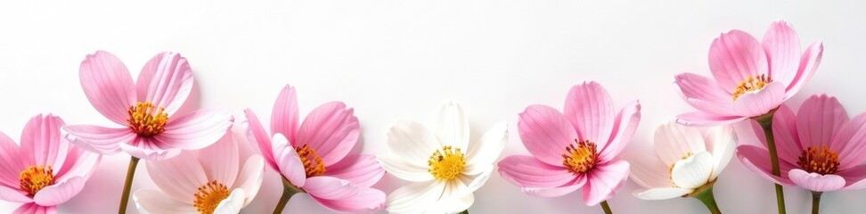 Fototapeta premium Delicate petal blooms on a crisp white background, nature, flowers