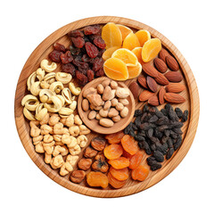 mix of dried fruits and nuts isolated on transparent background remove png, Clipping Path