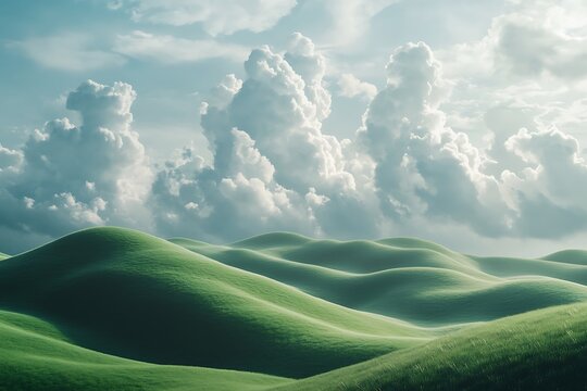 Serene Green Hills Under a Dramatic Sky