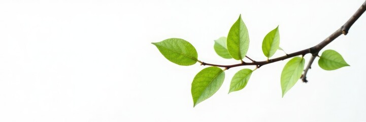 Fototapeta premium Single isolated branch on white background with gentle curves, nature, white
