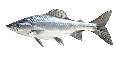 Fototapeta premium Silver tarpon fish swimming with large scales and fins