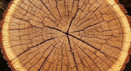 Fototapeta premium Close-Up of Tree Trunk Showing Annual Growth Rings in Natural Sunlight