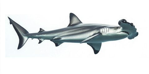 Fototapeta premium sleek hammerhead shark swimming powerfully in clear water