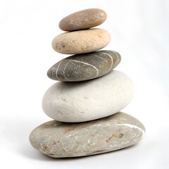 stack of stones. Stack of balanced stones at beach against clear sky. A stack of smooth, balanced stones symbolizing tranquility, harmony, balance, and peace in a serene natural setting.