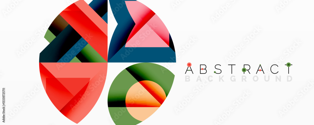 Leinwandbilder Abstract geometric composition with interlocking circular and angular shapes, featuring smooth gradients and sharp contrasts on a white background