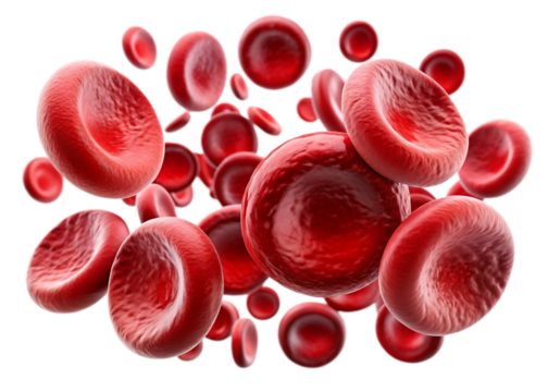 Red blood cells flowing through a vein in the human body