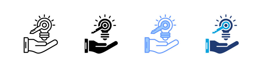 Key Multistyle Icon Set Vector 