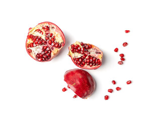 Pomegranate Isolated, Red Ripe Fruit, Fresh Sweet Organic Pomegranates